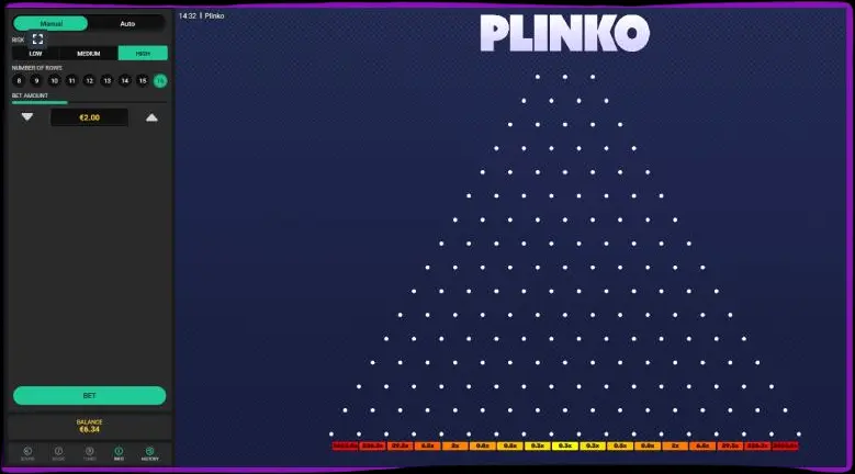 القواعد الأساسية Plinko