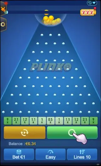النسخة التجريبية في Plinko